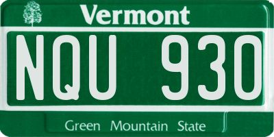 VT license plate NQU930