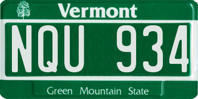VT license plate NQU934