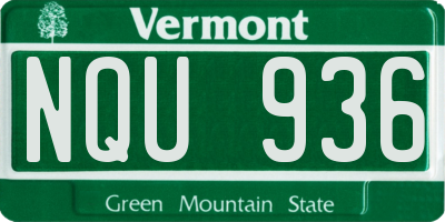 VT license plate NQU936