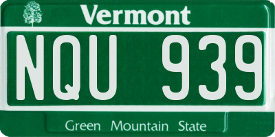 VT license plate NQU939