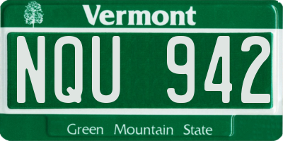 VT license plate NQU942