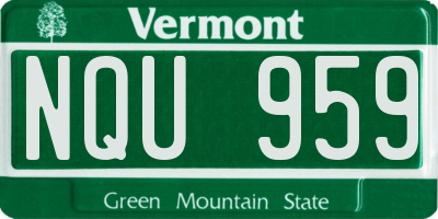 VT license plate NQU959