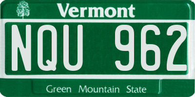 VT license plate NQU962