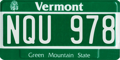 VT license plate NQU978
