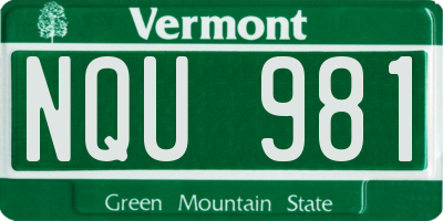 VT license plate NQU981