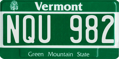 VT license plate NQU982