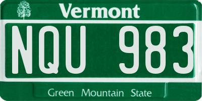 VT license plate NQU983