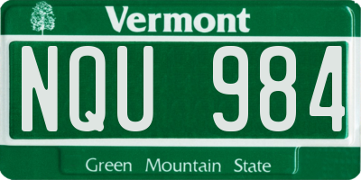 VT license plate NQU984