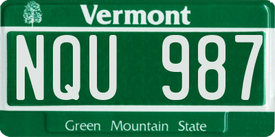 VT license plate NQU987