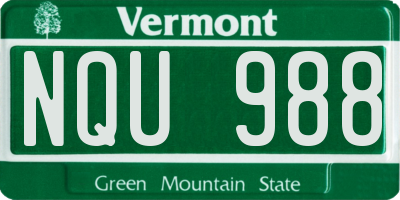 VT license plate NQU988