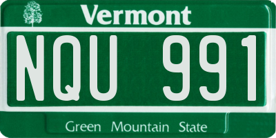 VT license plate NQU991