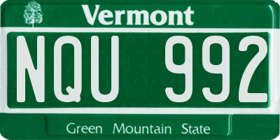 VT license plate NQU992
