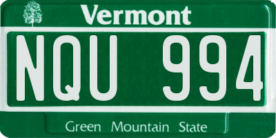 VT license plate NQU994