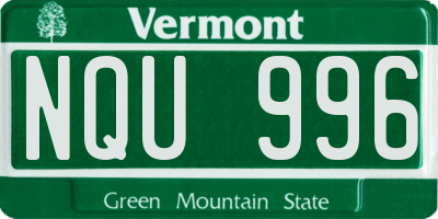 VT license plate NQU996
