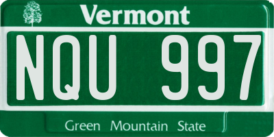 VT license plate NQU997