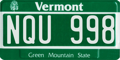 VT license plate NQU998