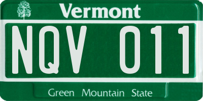 VT license plate NQV011