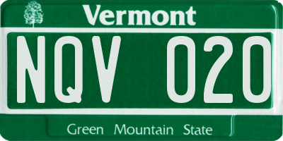 VT license plate NQV020