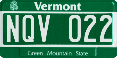 VT license plate NQV022