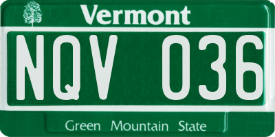 VT license plate NQV036