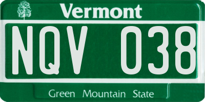 VT license plate NQV038