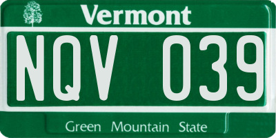 VT license plate NQV039
