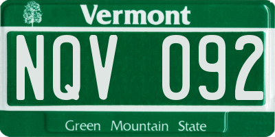 VT license plate NQV092