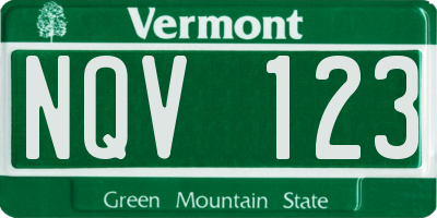 VT license plate NQV123