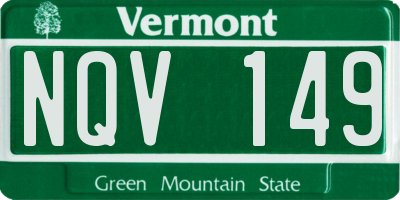 VT license plate NQV149