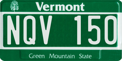 VT license plate NQV150