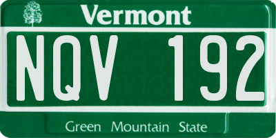 VT license plate NQV192