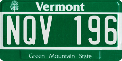 VT license plate NQV196