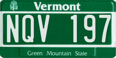 VT license plate NQV197