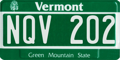 VT license plate NQV202