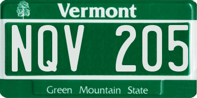 VT license plate NQV205