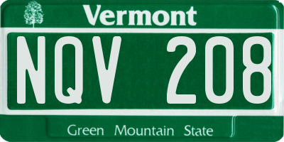 VT license plate NQV208