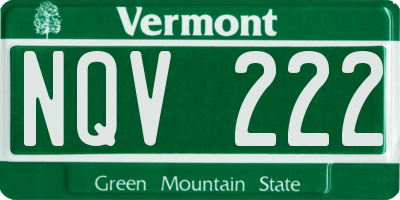 VT license plate NQV222