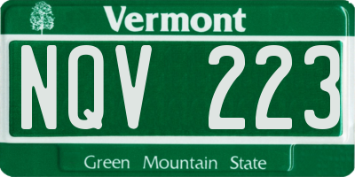 VT license plate NQV223