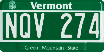 VT license plate NQV274