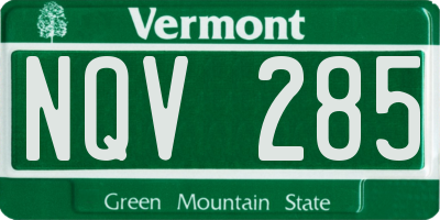 VT license plate NQV285
