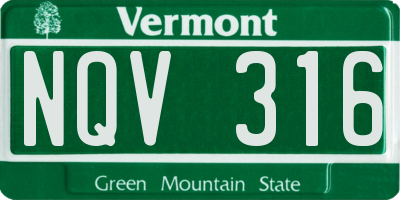 VT license plate NQV316