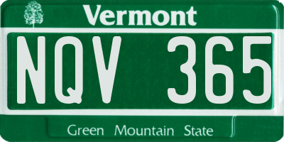 VT license plate NQV365