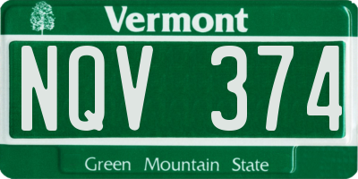 VT license plate NQV374