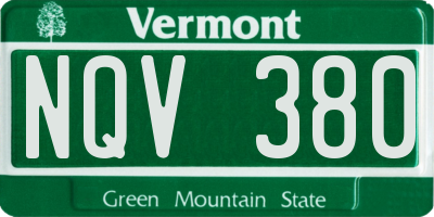 VT license plate NQV380