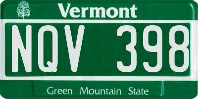 VT license plate NQV398