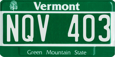 VT license plate NQV403