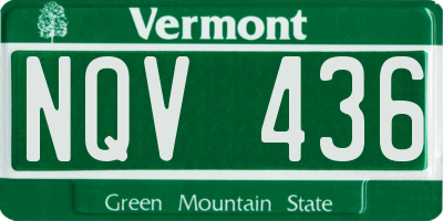 VT license plate NQV436