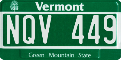VT license plate NQV449