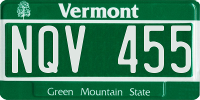 VT license plate NQV455