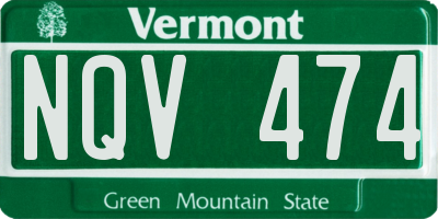 VT license plate NQV474